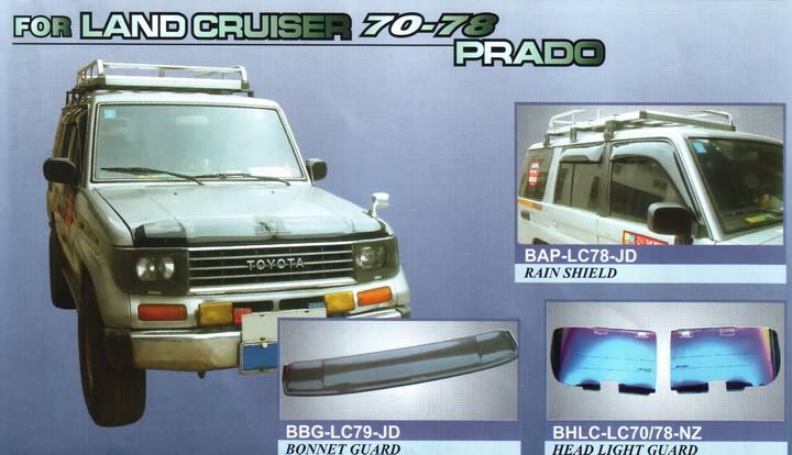 Toyota Land Cruiser Prado 70 - дефлекторы капота, защита передней оптики (очки), дефлекторы на окна (ветровики)