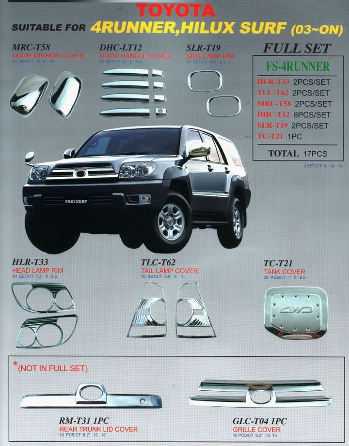 Toyota Hilux Surd 215 / 4Runner - хромированные накладки на ручки дверей, на боковые зеркала, на переднюю и заднюю оптику и т.д.