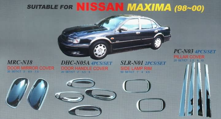 Nissan Maxima / Cefiro 94-98 - хромированные накладки на ручки дверей, на боковые зеркала, на переднюю и заднюю оптику и т.д.